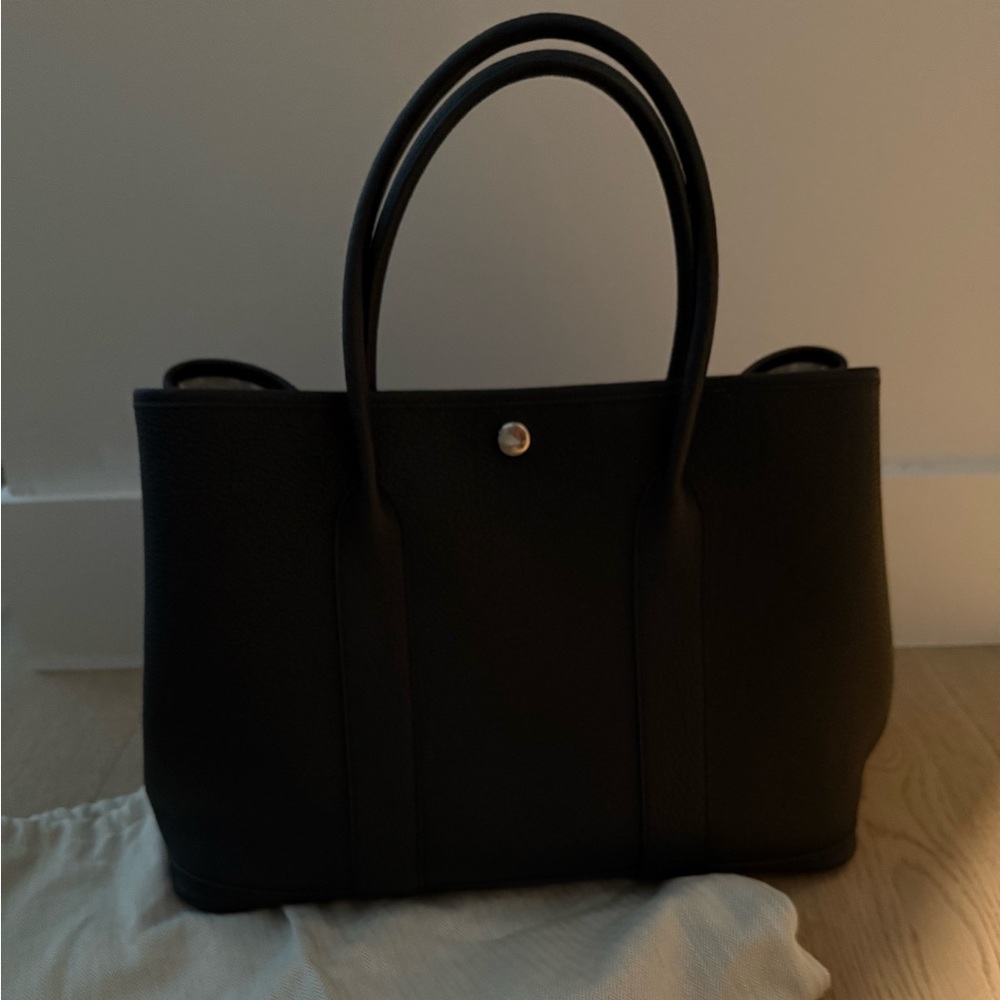 Hermes Garden Party 30 MM Negonda Black Leather Tote